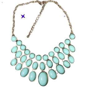 Aqua goldtoned vintage bib neckalce Cara ny
